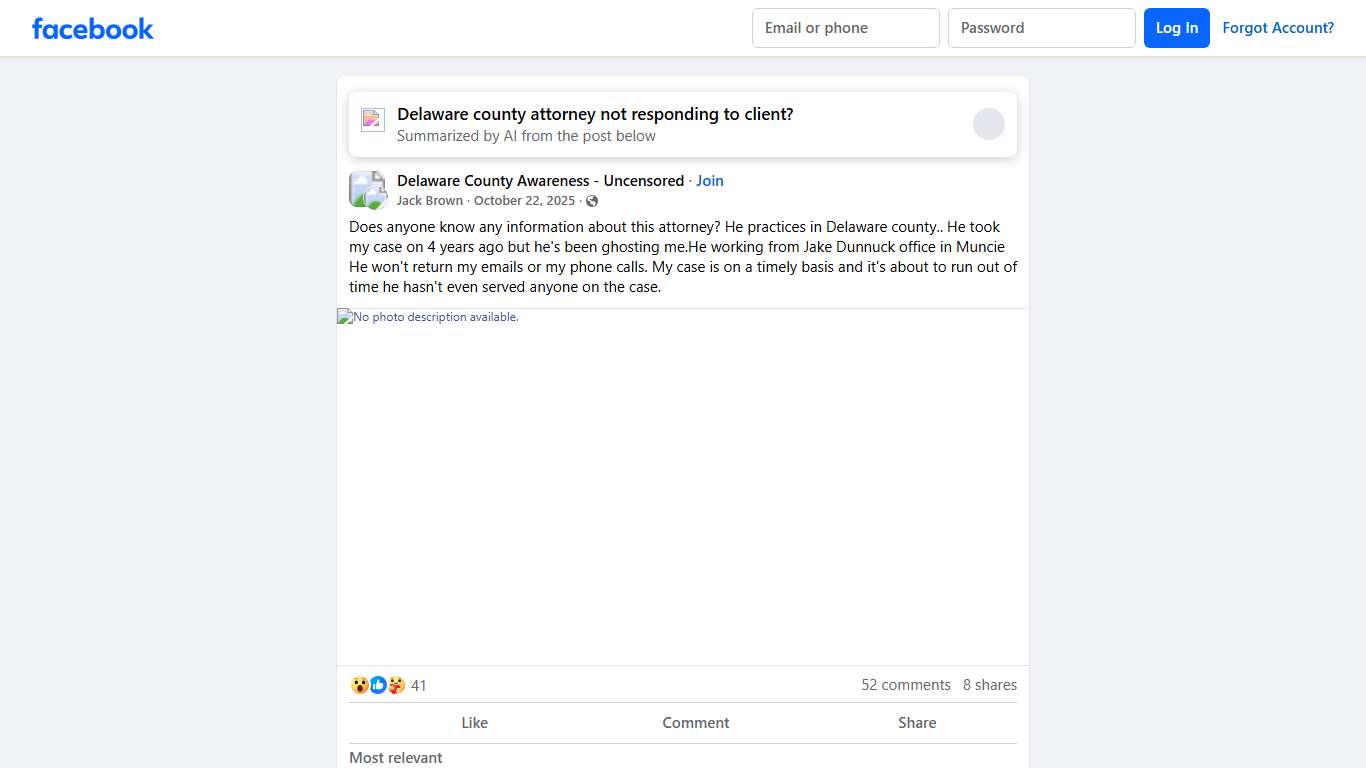 Delaware County Awareness - Uncensored Does anyone know any information about this attorney Facebook
