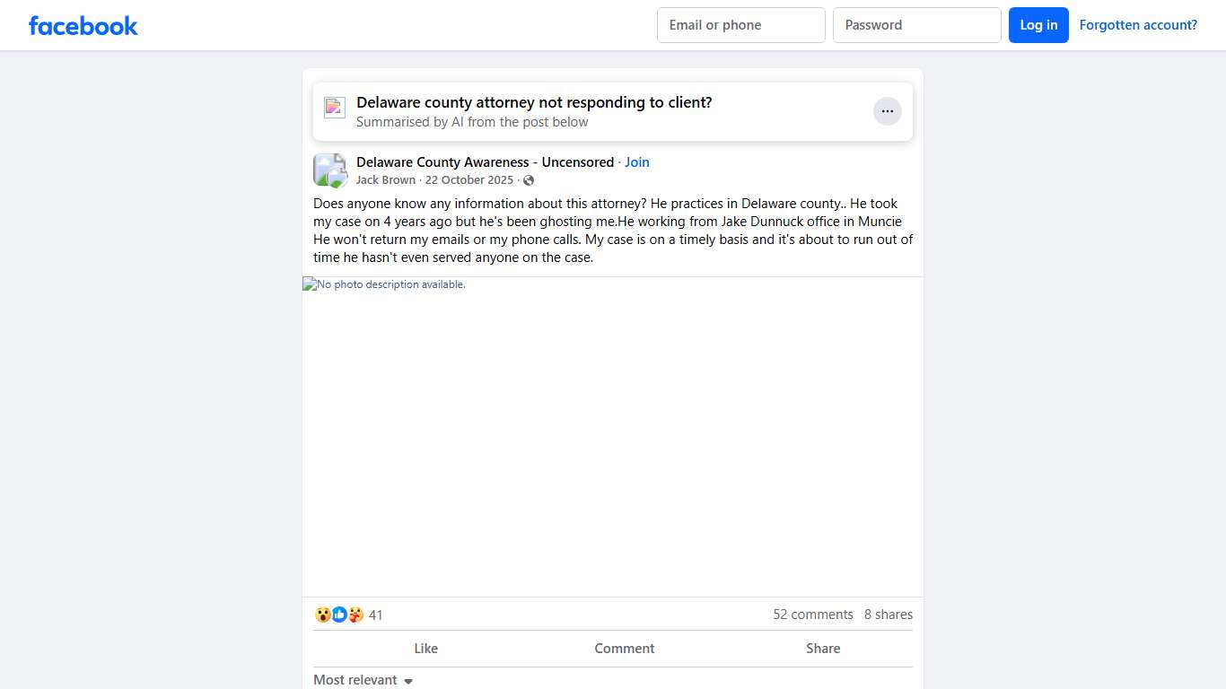 Delaware County Awareness - Uncensored Does anyone know any information about this attorney Facebook